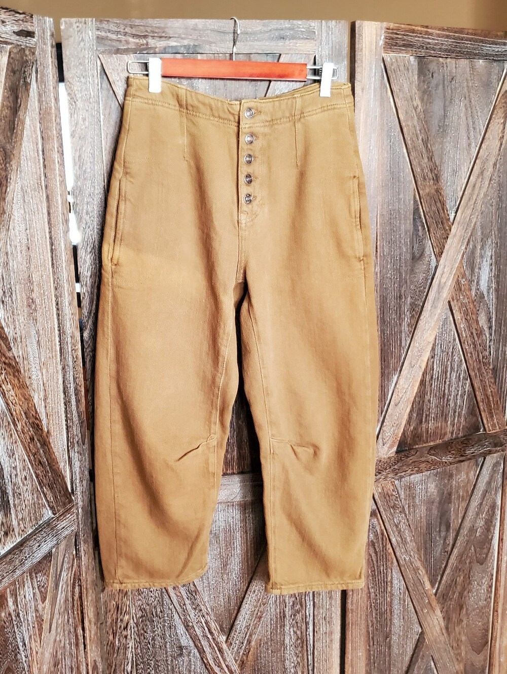 Free People Button-Front Barrel Chinos